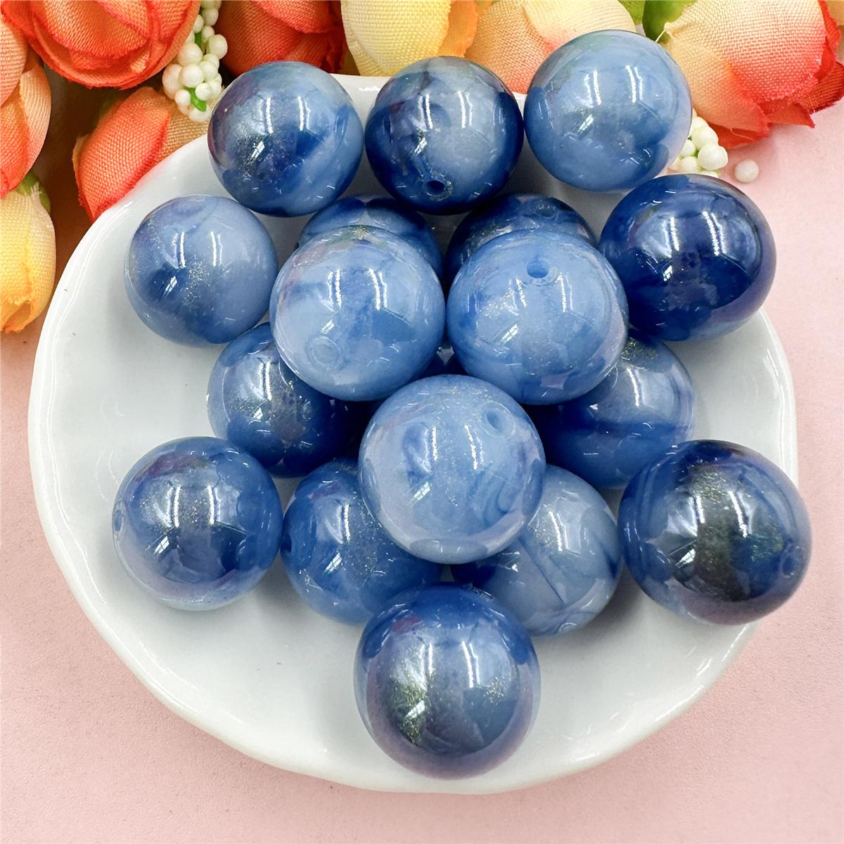 

20 шт. круглые ювелирные аксессуары своими руками 16 мм акриловые материалы из бисера свободные бусины ювелирные изделия для изготовления браслетов и сережек глазурованный золотой порошок синий