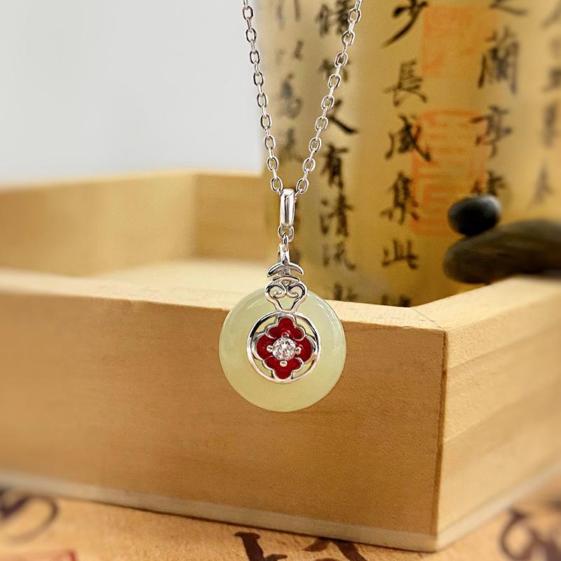 Nouveau Collier Fermoir de Sécurité en Jade Hotan de Style Chinois pour Femmes avec Tempérament Luxueux, Haut de Gamme et Élégant