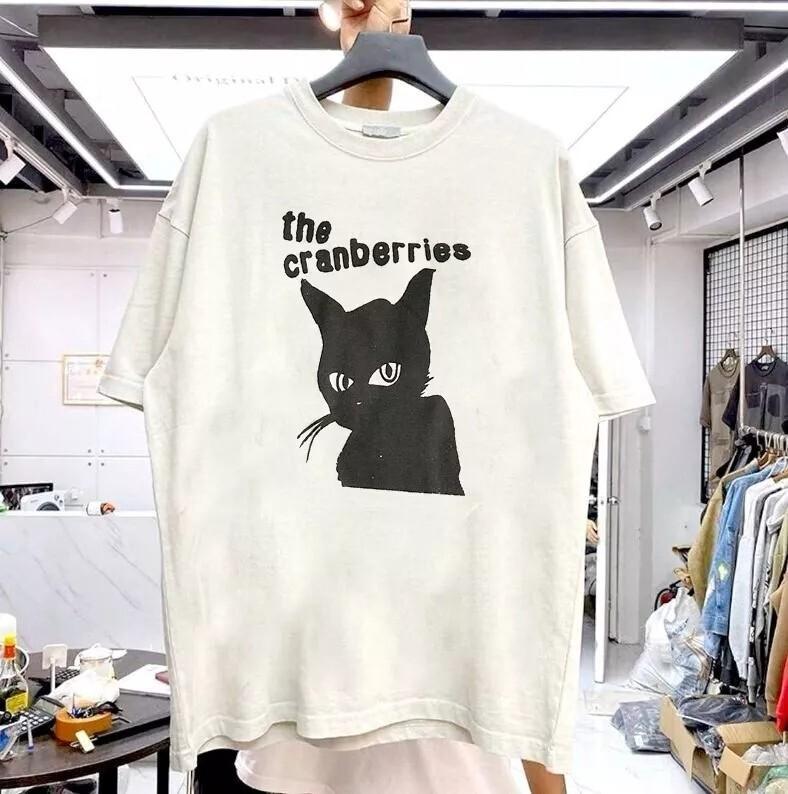 The Cranberries Black Cat Basic White T shirt Retro Style Unisex S5XL Unisex T-Shirt XL
