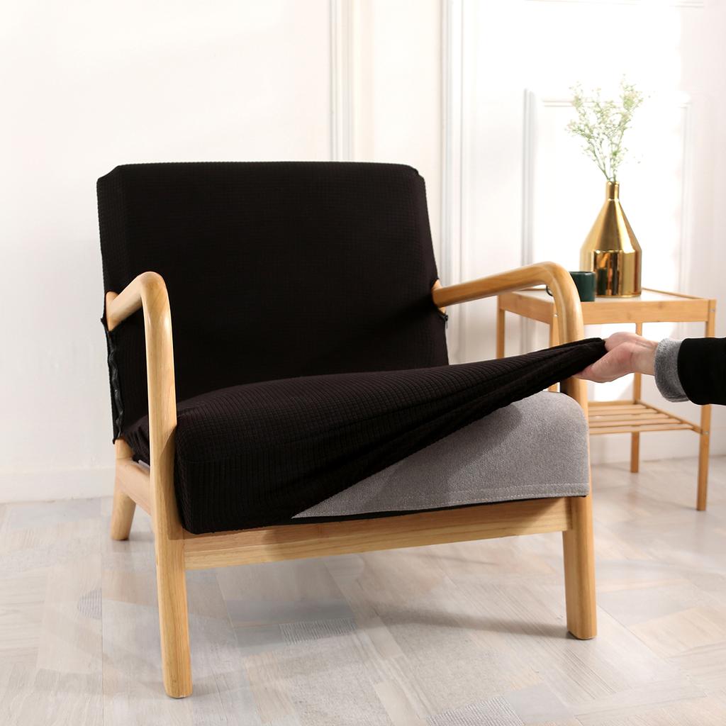 Solid Color Lazy Chair Cover Stretch Spandex Armchair Covers Removable Washable Zipper Closure Single Seat Wing Sofa Slipcovers