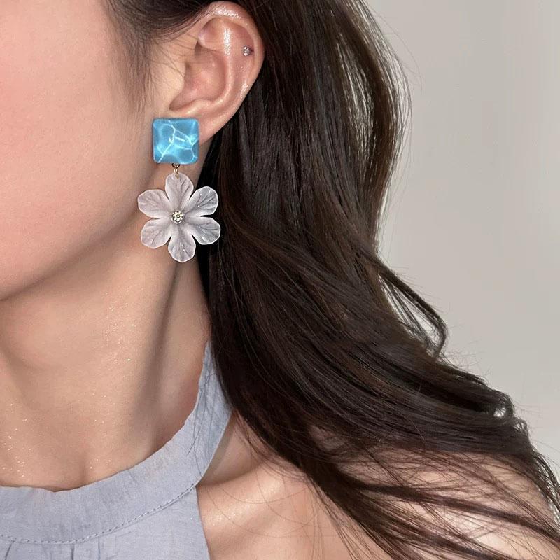 Bohemian Colorful Flower Earrings For Women Fashion Petal Pendant Earrings Party Drop Earrrings Jewelry Y2k Accessories Bijoux Gift