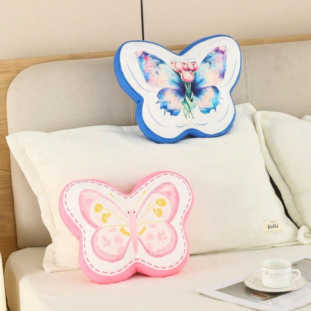 Butterfly Shape Cushion With Digital Print For Bed Couch Decor