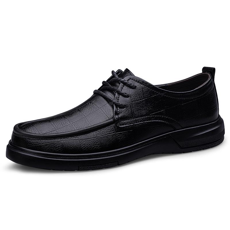 Herren Schnür-Loafer aus echtem Leder - Bequeme Rindsleder Business-Schuhe