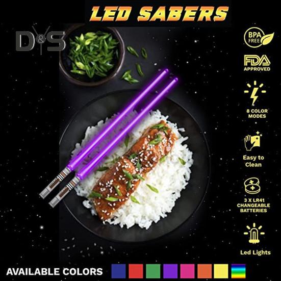 1 par LED lyssabel spisepinner Glødende lysende spisepinner for sushi nudler Glød i mørket spisepinner lyser opp festutstyr