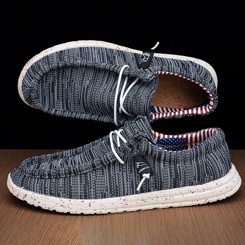 

Men s Breathable Boat Shoes One Foot Shoes Loafers Casual Armor Shoes Lightweight Canvas Lace Up Loafers Loafers Walking 2025 39 чёрный