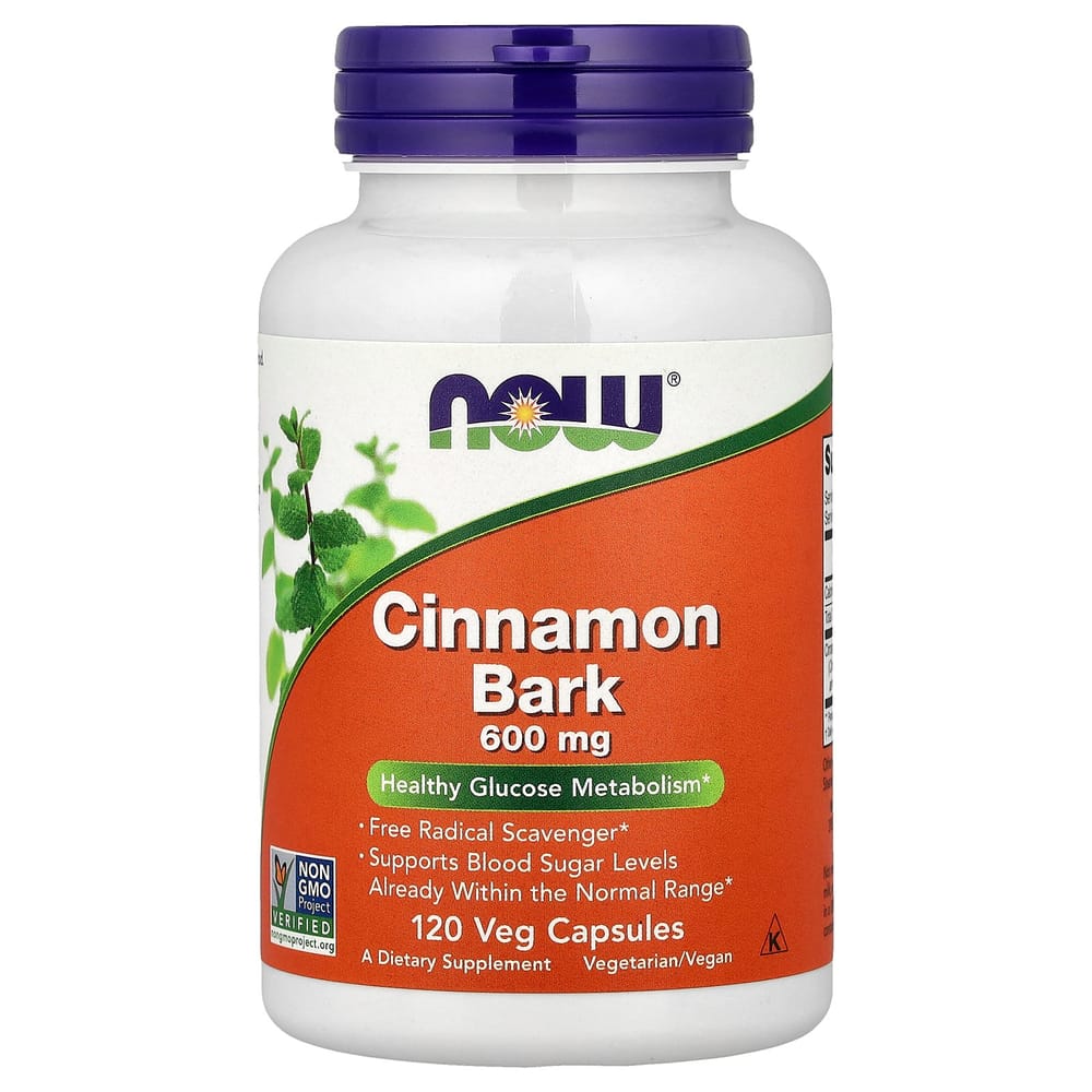 NOW Foods Cinnamon Bark 600mg Veg Capsules, 120 Count