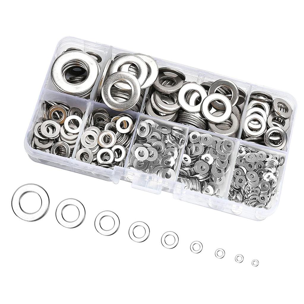 Practical 800Pcs Flat Washer Collection Sturdy Stainless Steel Materials Portable Accessory for Craft Projects