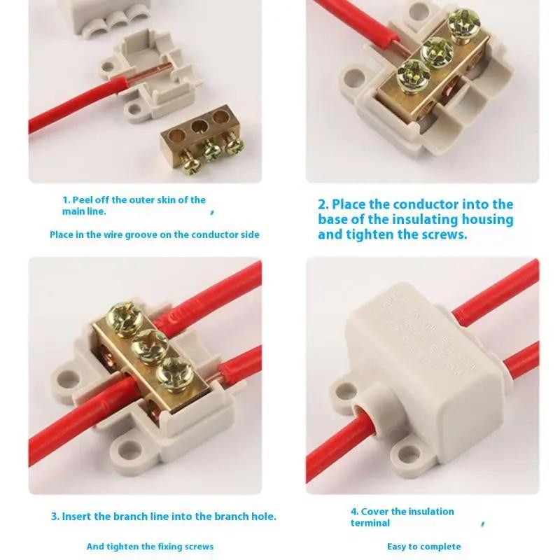 1/3PCS Screw Wiring Terminal Block High Power 1 In Multiple Out Cable Splicing 60A/400V 1-6mm2 Wire Connector