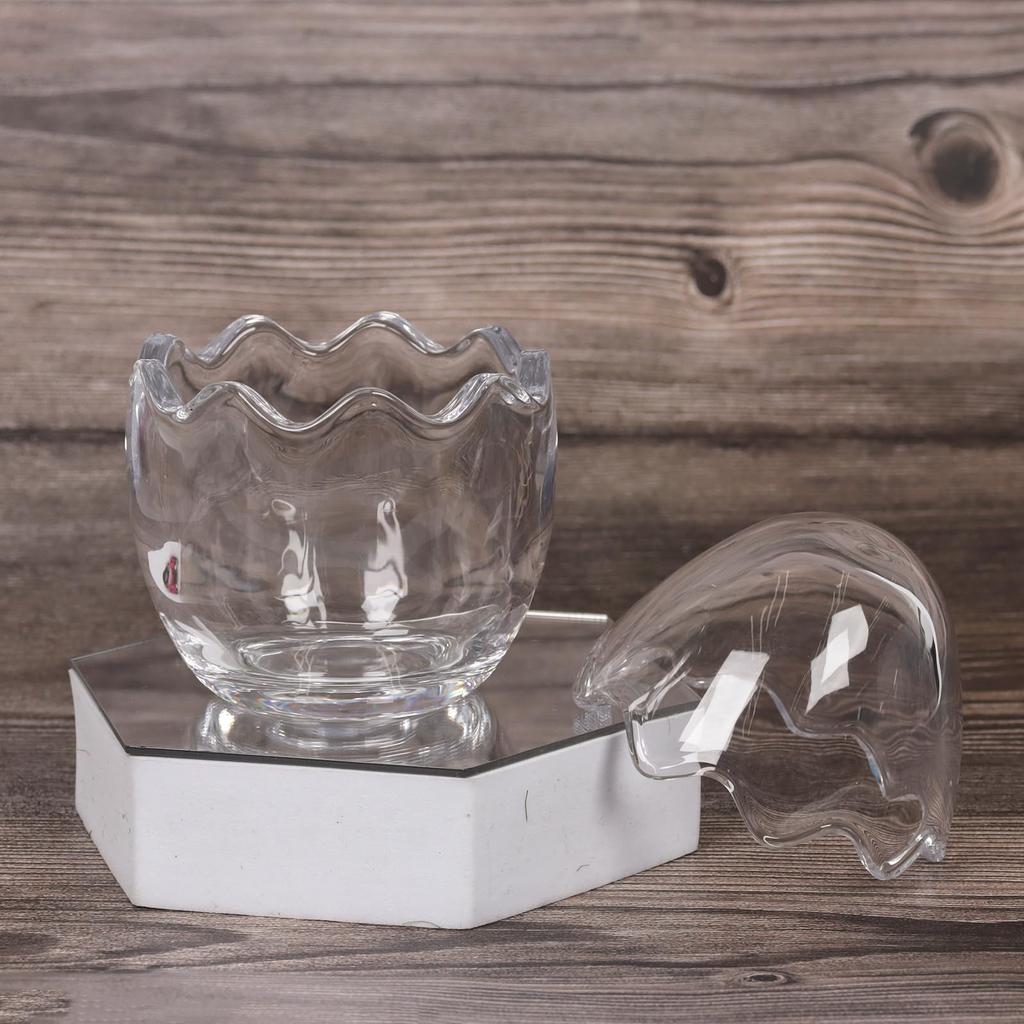 Glass Containers 12 12cm tall x in Includes Suitable as trinket or dessert Stylish egg Egg-shaped (Medium) - pieces, 8.4cm diameter. lids. boxes,
