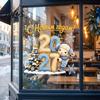 Waterproof Holiday Window Art Christmas Lamb Cling, 2027 New Year Russian Static Sticker with Knit Texture for Party Supplies Decoration, PVC