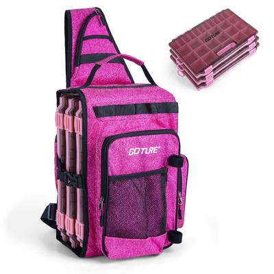 Goture Fishing Backpack with 3 Portable Tackle Single Shoulder Fishing Bag with Rod 900D Oxford Fabric Carp Tackle Durable Oxford Camping Bright