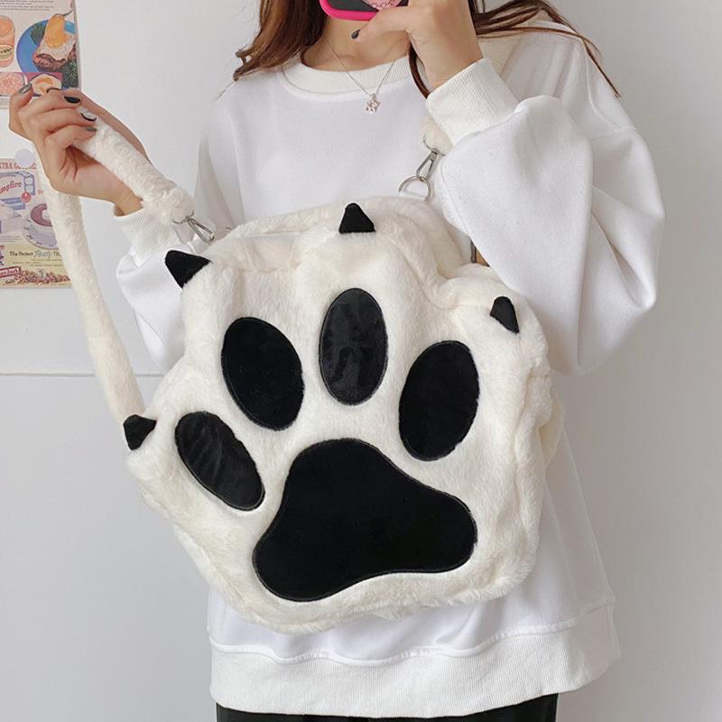 

Cute Cat Paw Backpack New Plush Backpack Soft Girl School Bag Large Capacity Crossbody Bag 40cm