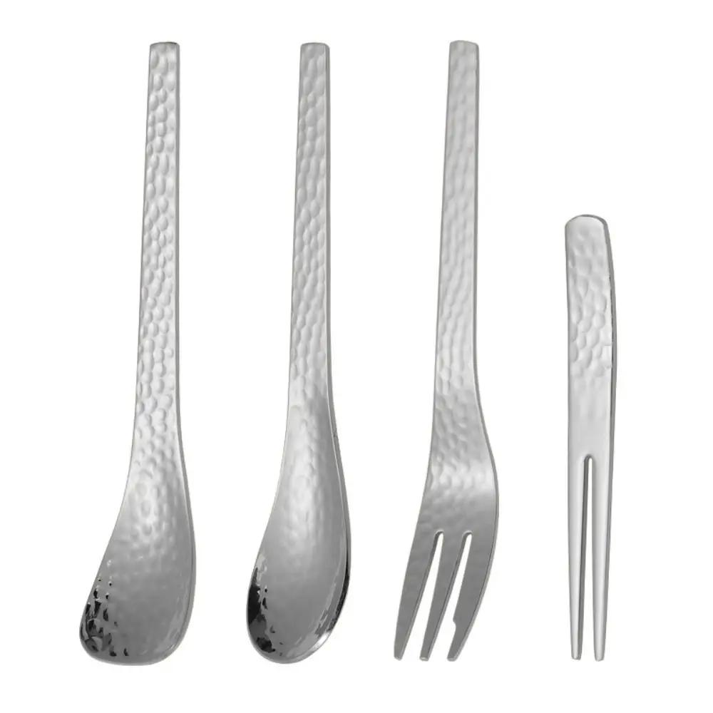 Tableware Teaspoon Creative 304 Stainless Steel Japanese Style Fruit Fork Hammer Pattern Design Stirring Spoon