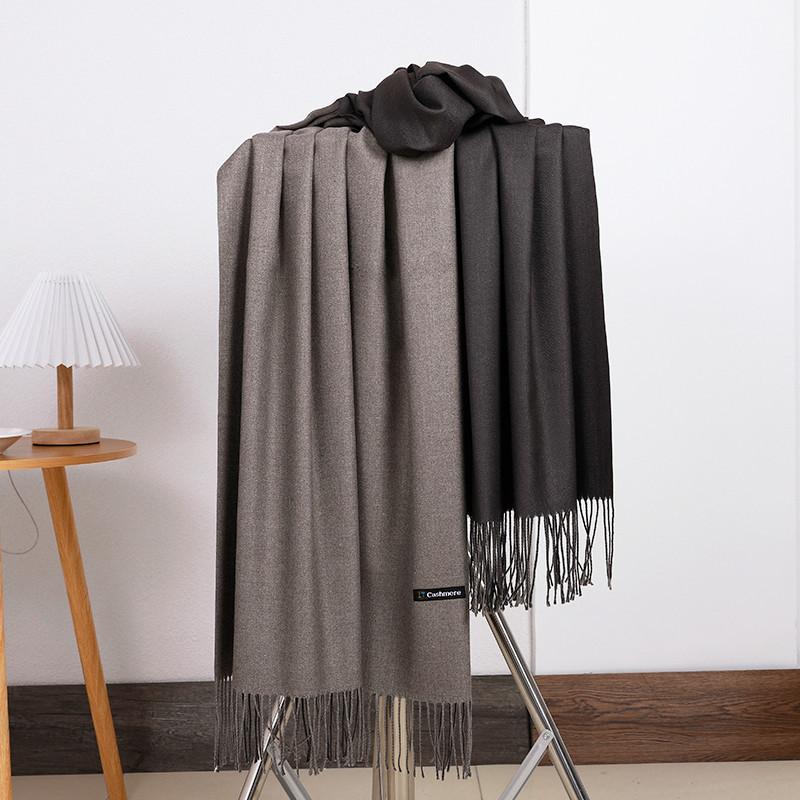 Double-sided Two-color Scarf for Women Autumn and Winter High End New Wool Scarf Shawl Imitation Cashmere Scarf