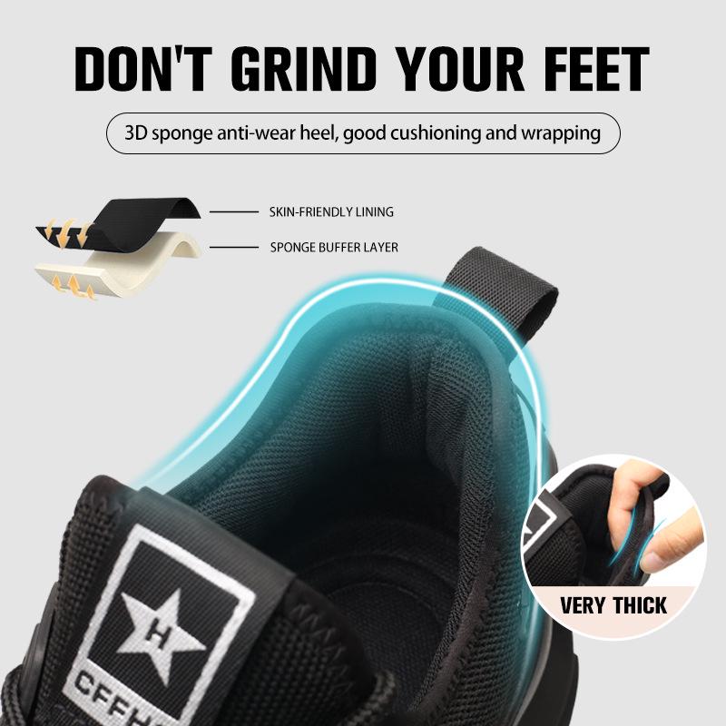 2024 Lightweight Steel Toe Work Shoes - Smash and Puncture Resistant, Comfortable, Woven Design.