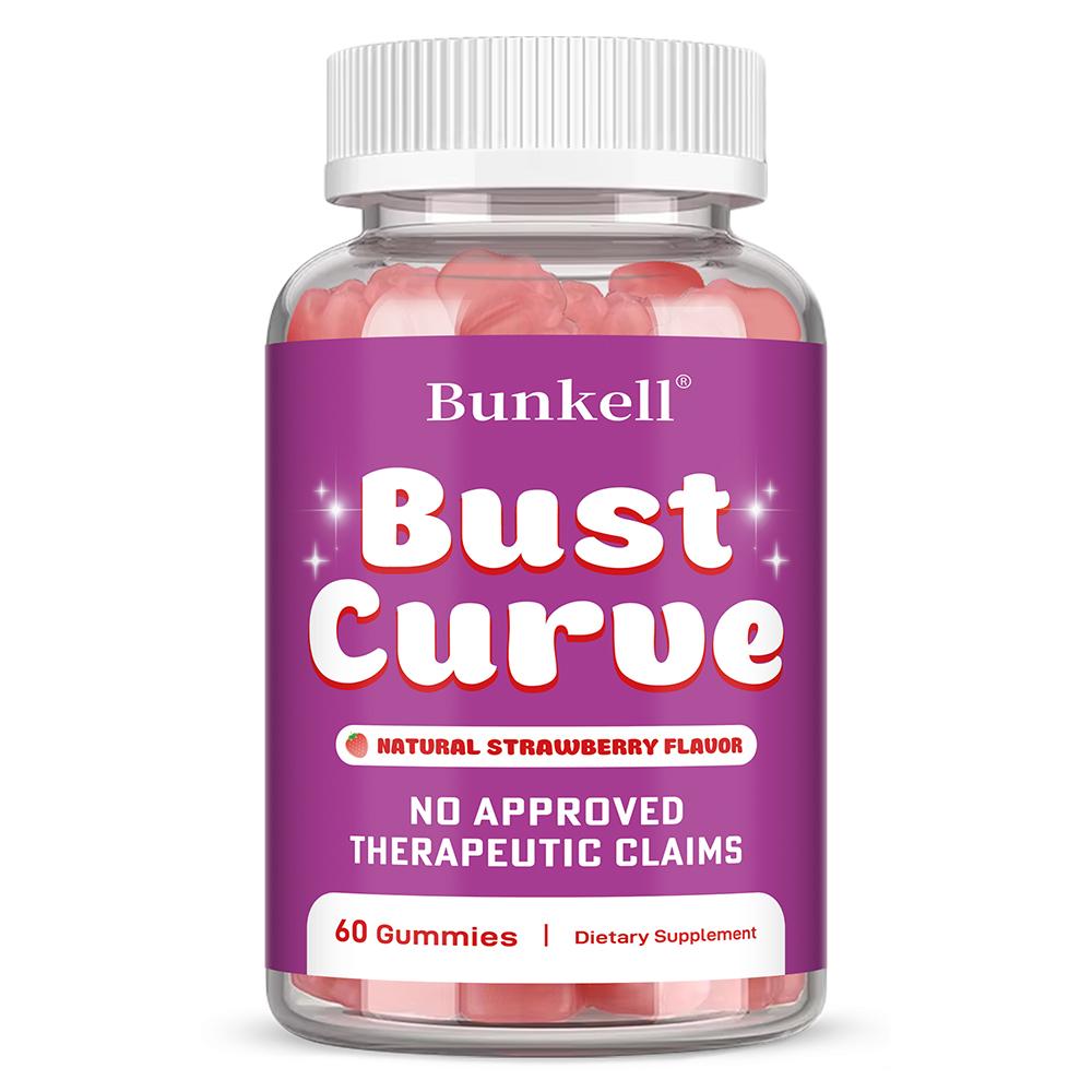 Bust Curve Gummies, Herbal Dietary Supplement, Natural Strawberry Flavor Chewable Gummies, 60 Count