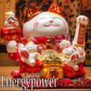 EnergyPower Electric Maneki Neko White Porcelain Large Premium Model with Cushion Porcelain Maneki Neko Handmade Cutely Beckons Cat Cat Cat For