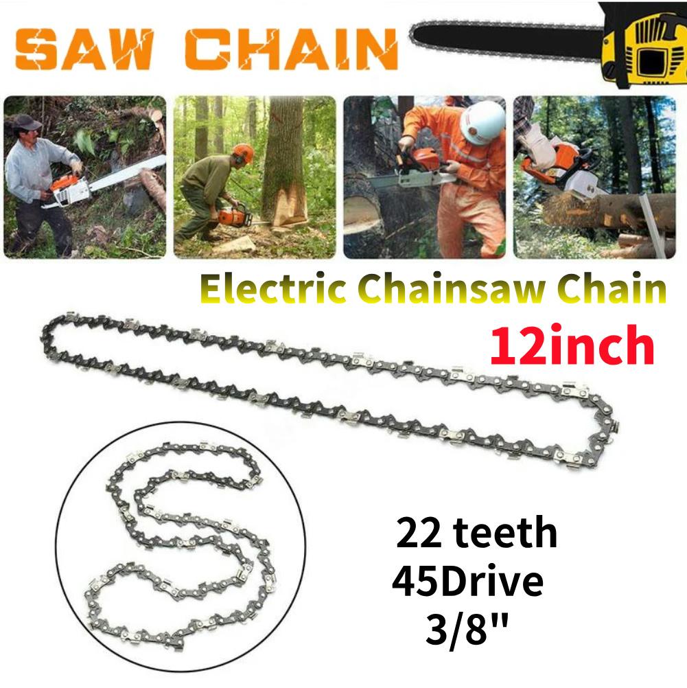 5-1pc 12 Inch Metal Replacement Chainsaw Saw Chain 22 Teeth 45 Drive Links Electric Chainsaw Chain for Wood Branch Cutting Blade
