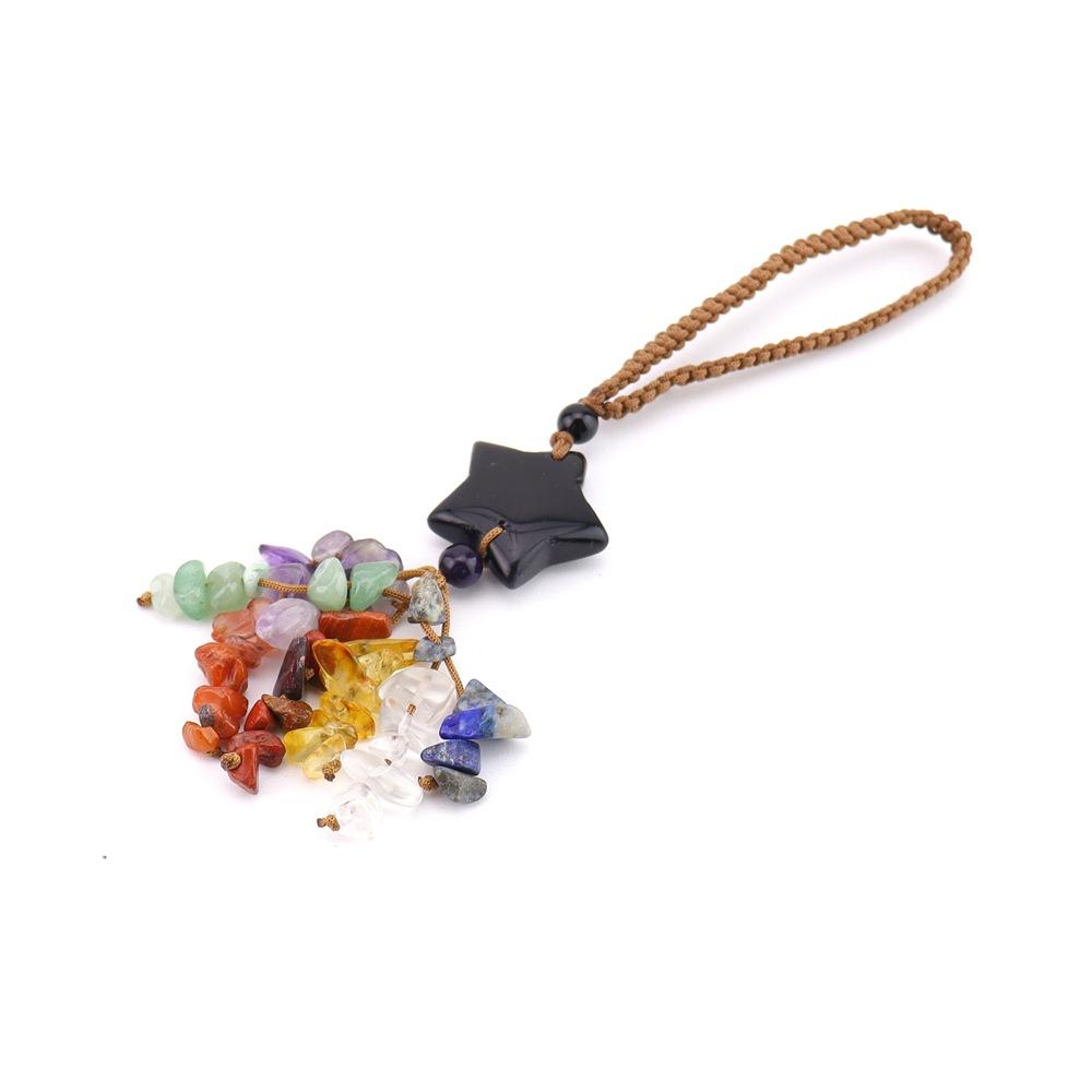 Natural Stone Crystal Hand-Woven Star Bag Accessories Mobile Phone Keychain Bag Pendant Car Pendant G79