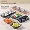 Retro Korean-Japanese Style Melamine Dipping Dish with Compartments for Hot Pot, Sauce, and BBQ.