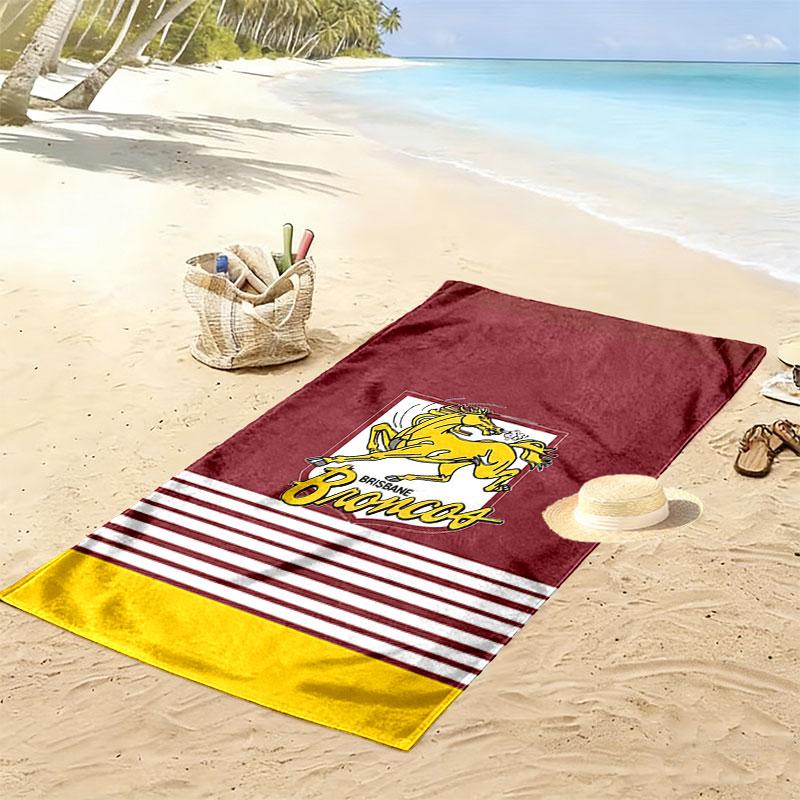 Brisbane Broncos Print Beach Towel, Large Soft Quick Dry Towel for Beach Camping Swimming