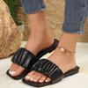 Fashion Women's Fashion Slippers Summer New Square Head Shallow Mouth Open Toe Soft Sole Anti-slip Wear-resistant Flat Sandals