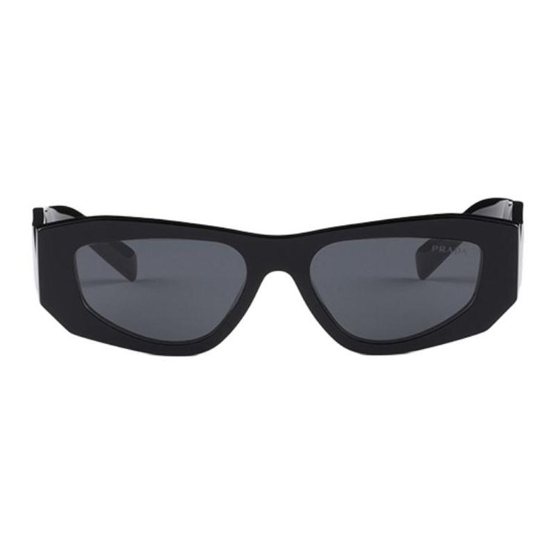 Prada Brand Logo Irregular Sunglasses Men's Black Black F in original box and bag