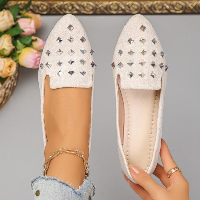 Damskie buty wizytowe w dużych rozmiarach Jesień Nowe Szpiczasty nosek Średni dekolt Metalowa klamra Miękka podeszwa Antypoślizgowe Niskie obcasy