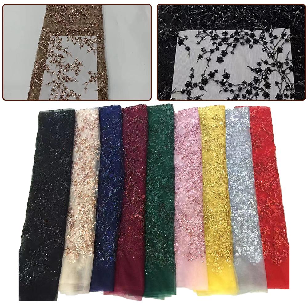 Sequins Net Lace Fabric with For French Style 3D Embroidery for Lady Dressmaking Skirts and Home Decoration Applications