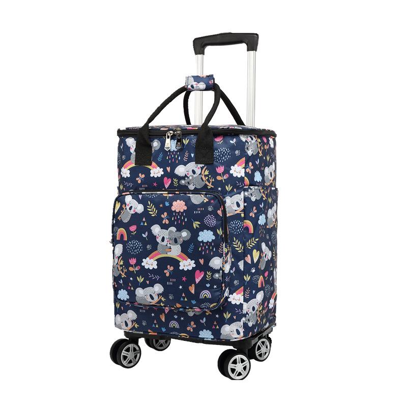 Portable Small Trolley Cart with Universal Wheels and Insulated Shopping Bag