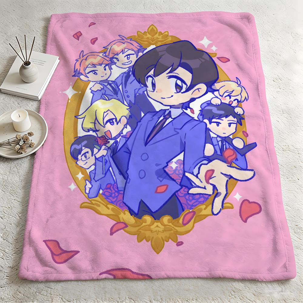 anime O-Ouran High School Host Club-b Throw Warm Soft Flannel Blanket, Multi-use for Sofa Bed Camping Travel Nap