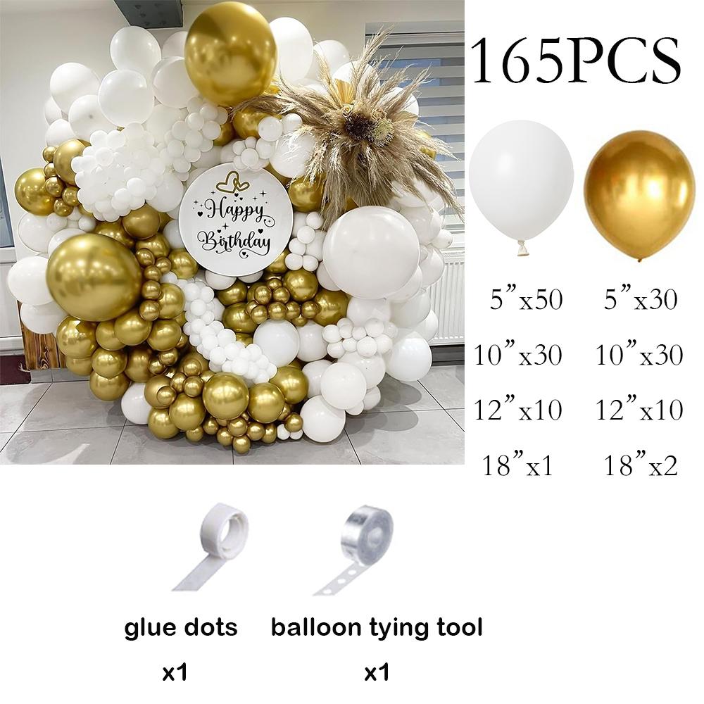 

Metallic Gold Balloon Kit White Gold Balloons Garland Arch Wedding Anniversary Graduation Baby Shower Birtday Party Decoration AS Picture