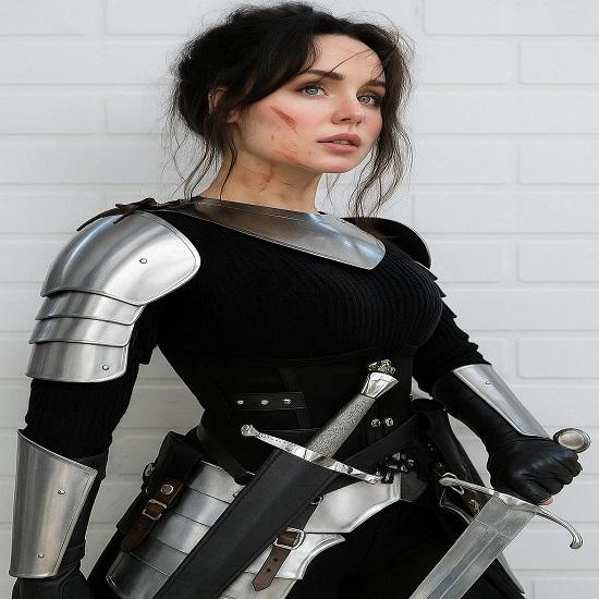 Medieval Warrior Steel Armor Set  Female Cosplay Armor LARP  Fantasy Costume Shoulder, Arm and Hip Plate Armor