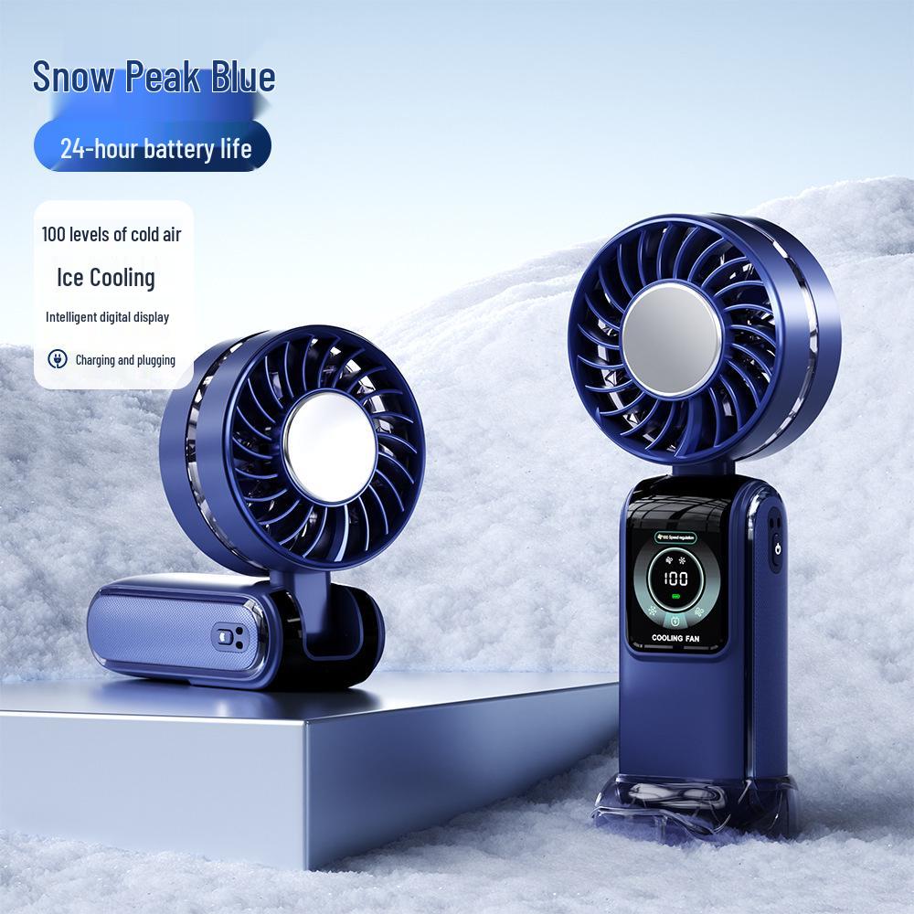 2026 Mini Handheld Fan: Portable, Folding, Neck-Worn with Digital Display & Semiconductor Cooling.