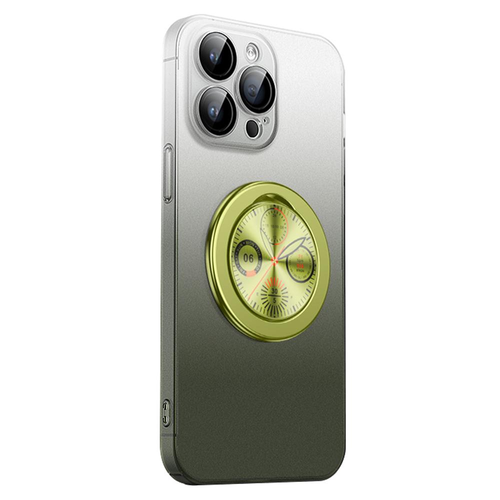 

For iPhone 16 Pro Case Dial Kickstand Gradient Color Hard PC Phone Case Green