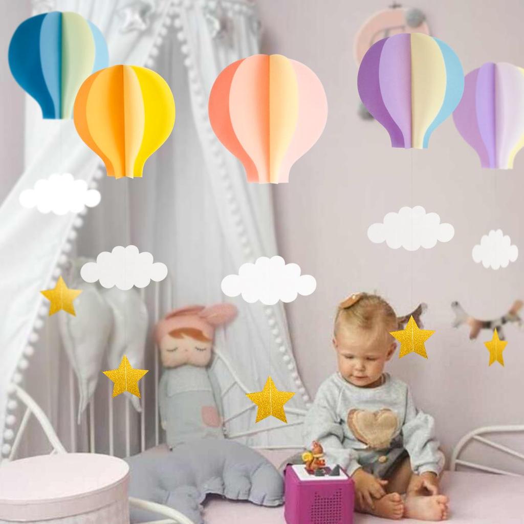 3D Heart & Hot Air Balloon Ornaments for Kindergarten Birthday Party Decor