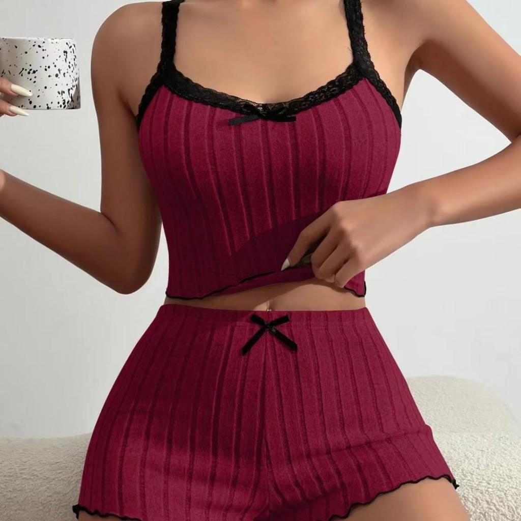 Available Now: Stylish Women's Lace Camisole and Shorts Pajama Set – Versatile and Sexy Home or Outdoor Wear