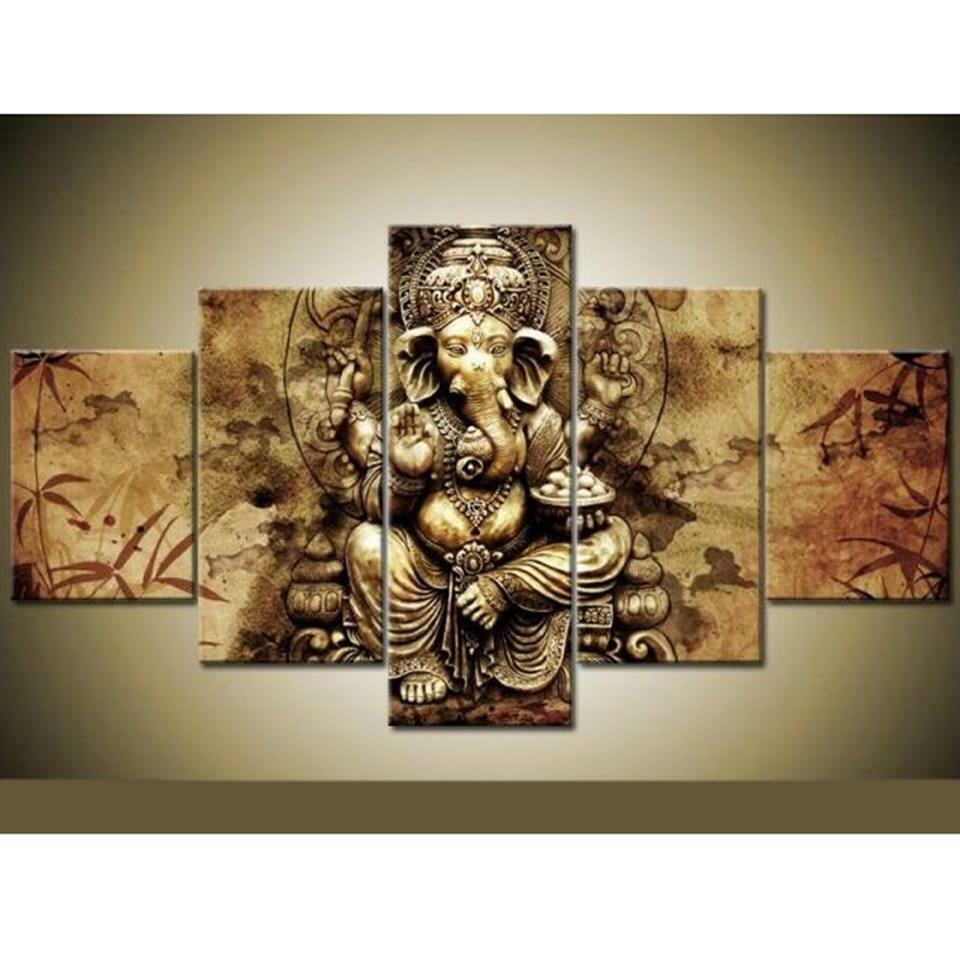 

5 шт. Ганеш красный клен Восточно-индийский индуистский Бог настенный принт художественные холсты постеры живопись для гостиной домашний декор фотографии 20x35 20x45 20x55cm