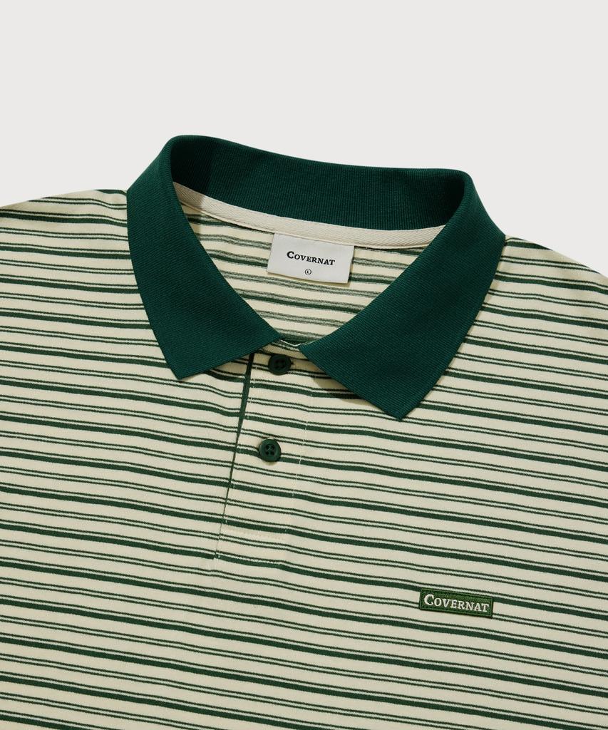 COVERNAT Multi-Stripe Collar Long Sleeve Green