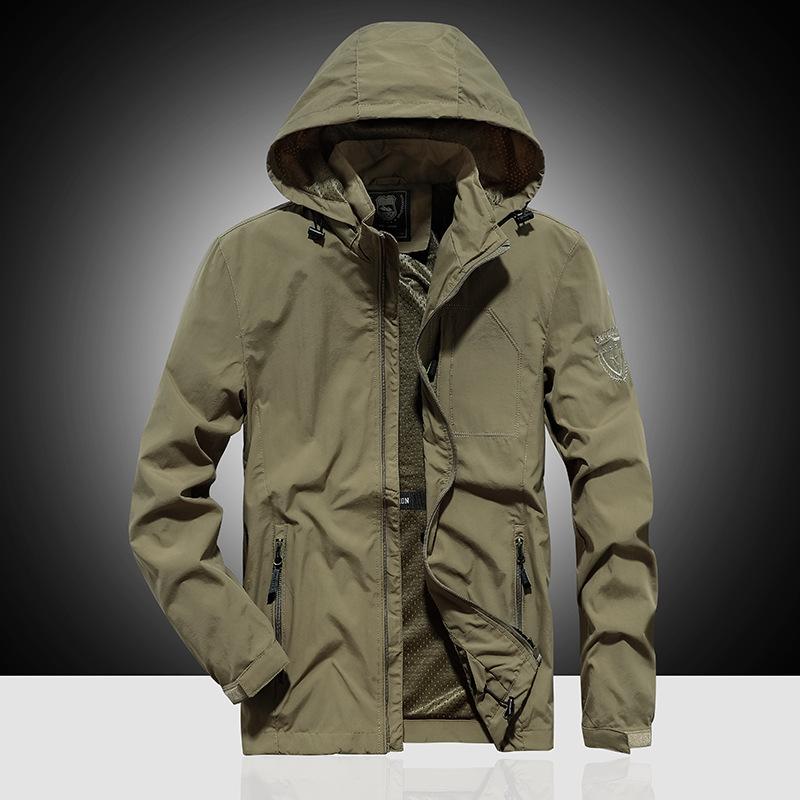 Chaqueta de hombre Chaqueta de primavera y otoño Chaqueta de exterior informal de gran tamaño Ropa de secado rápido Chaqueta de hombre Cortavientos