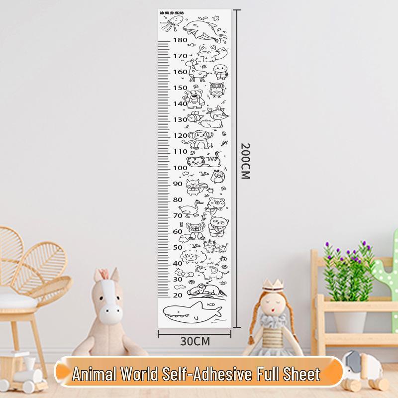 Self-Adhesive Children's Cartoon Graffiti Height Chart Ruler Wall Sticker