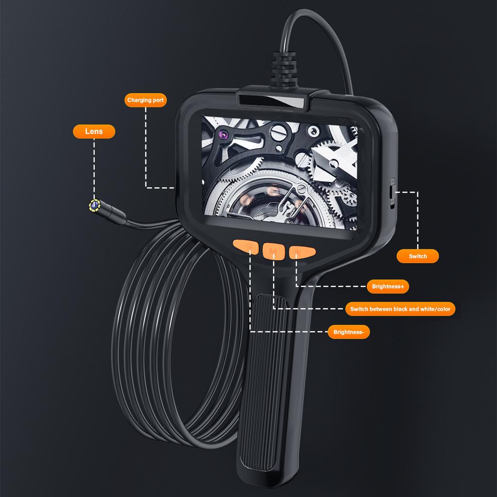 Ergonomic Automotive Inspection Camera with Flexible Cable Handheld Borescope Camera for Narrow Space Diagnostics