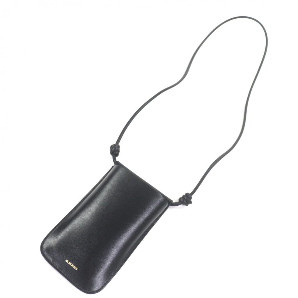 Excellent JIL SANDER Mobile Case GIRO PHONE CASE Logo Print Shoulder Bag Black Used