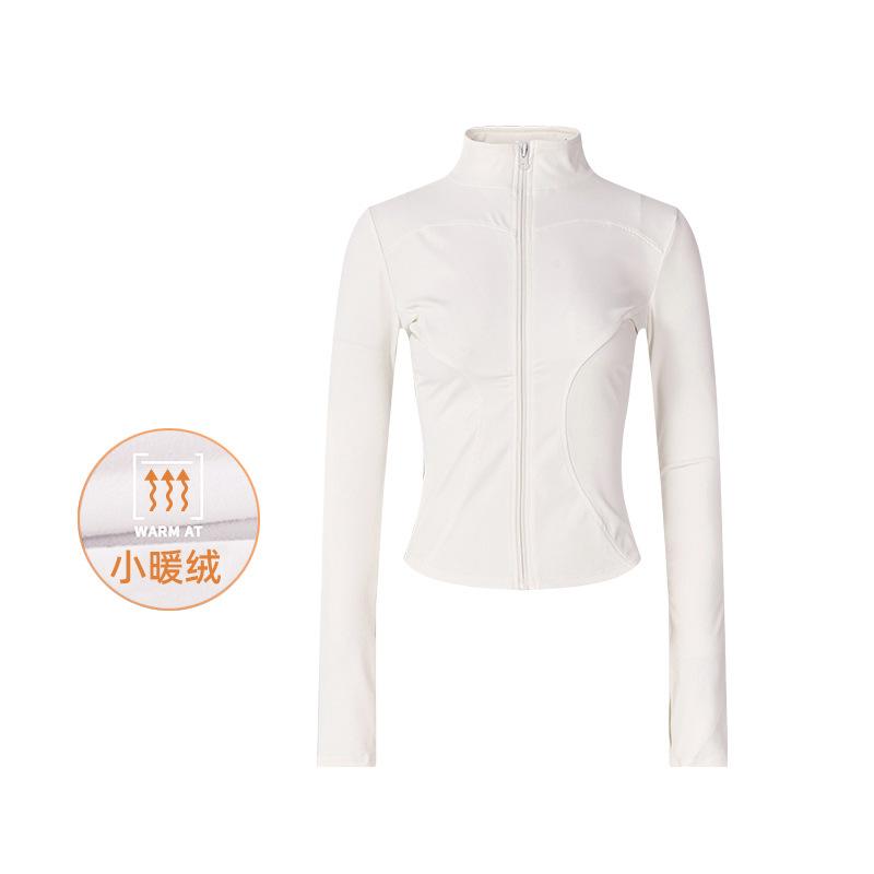 Stand-up Collar Velvet Yoga Suit Women's Spring Pilates Zipper Fitness Jacket Quick-drying Long-sleeved Running Tight Sports Top