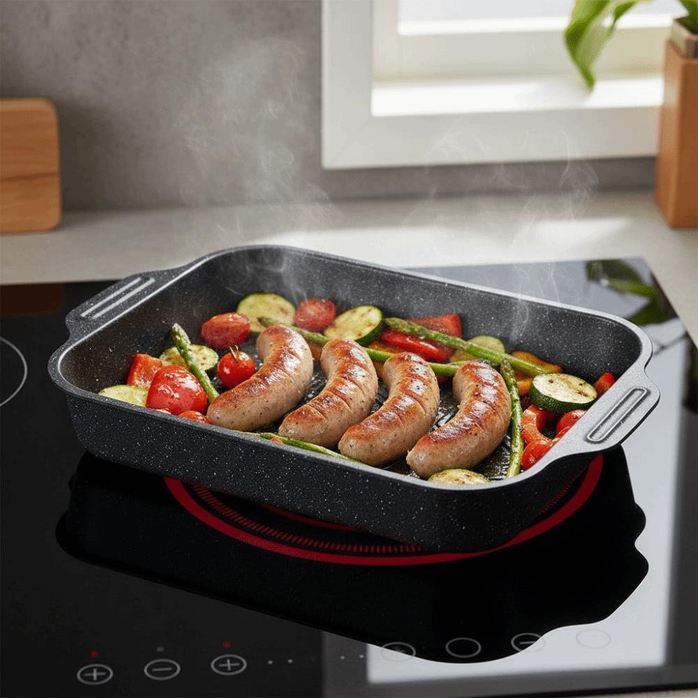 Non-Stick Grilling Pan Carbon Steel Grilled Fish Plate Universal BBQ Serving Tray Hotpot