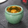 Dehua Celadon Gold & Silver Lotus Teacup
