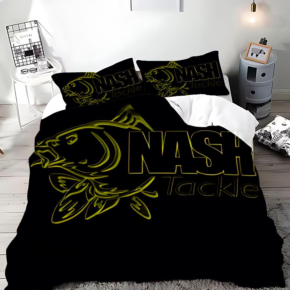 Nash Fishing Logo Bettbezug Kissenbezug Bettwäscheset Erwachsener Junge Mädchen Schlafzimmer Dekoration Kinder Geschenk Einzel Doppel Große Größe