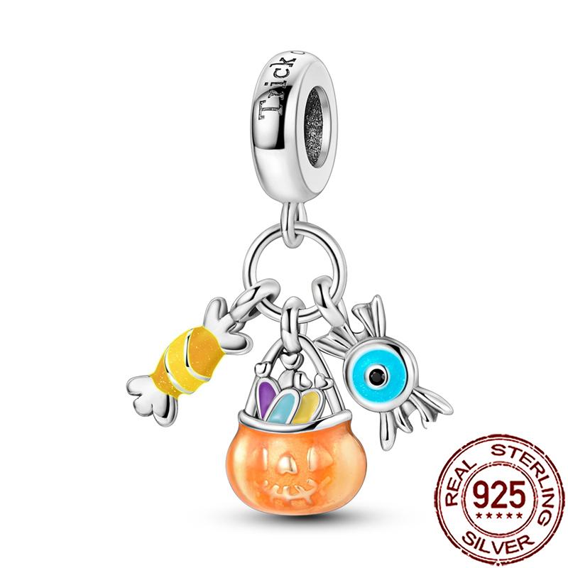 Gothic Charms Copper Halloween Nightmare Pumpkin Skull Witch Beads Fit Bracelet Necklace Women Diy Jewelry