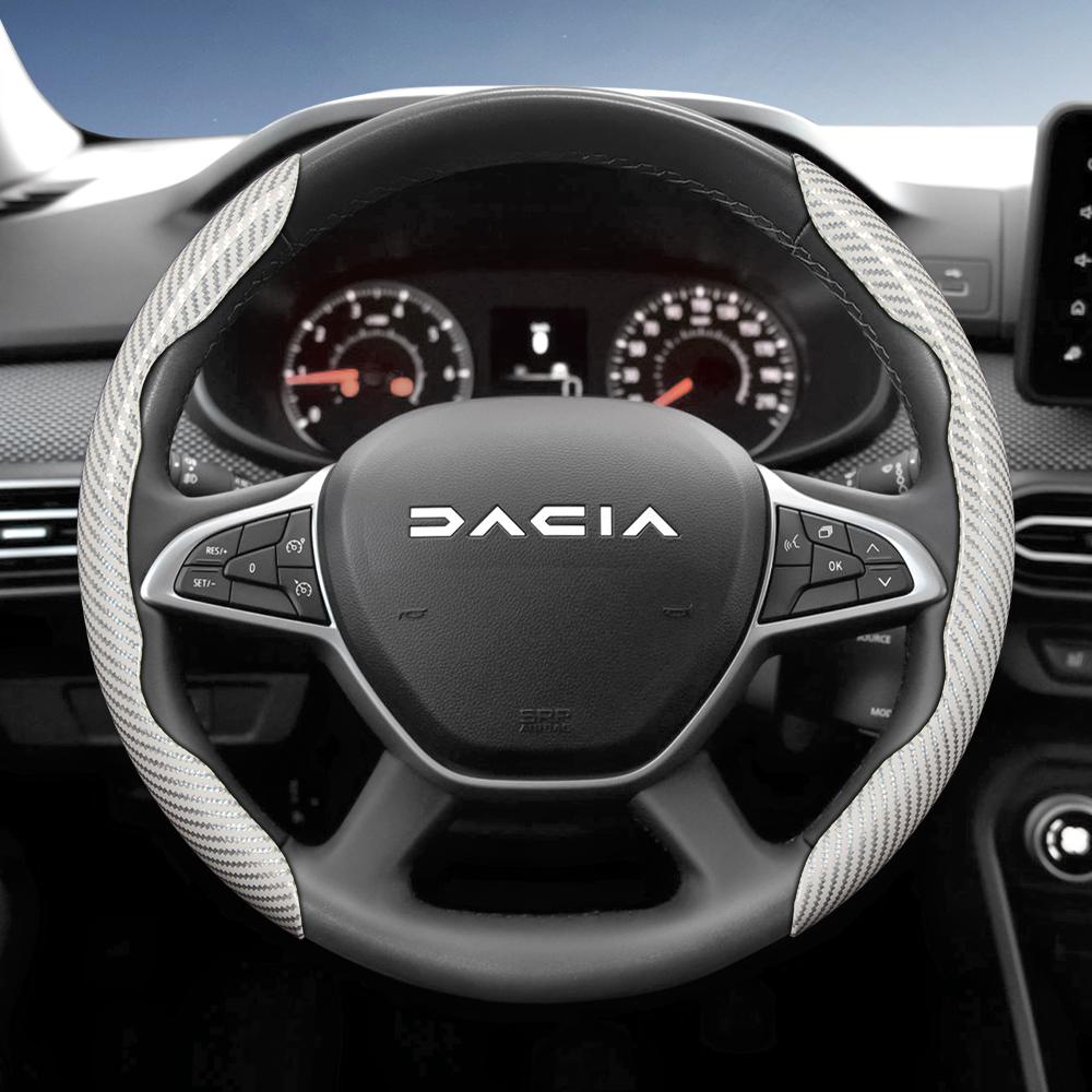vcxja9 Suitable for Dacia Carbon Fiber Texture Steering Wheel Cover with Segmented Quick-Release Design, Durable, Compatible with Models Such as