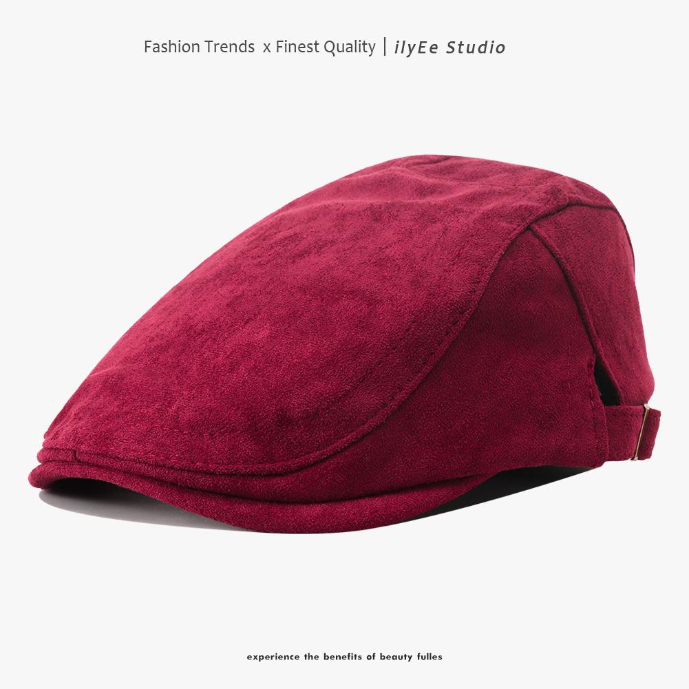 

New Solid Color Flat Top Suede Beret Casual Newsboy Cap Adjustable Vintage British Painters Hats for Women Men Sun Visor Caps Adjustable красный